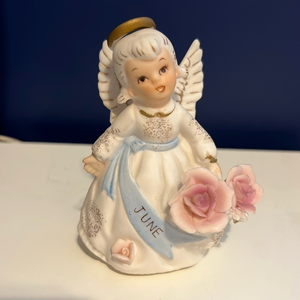June Angel Figurine with Flowers
